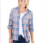 Cloth & Stone Anthropologie  Aberdeen Plaid Fringe Hem Button Down Top Size XS Photo 2