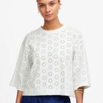 Madewell  White Embroidered Wide-Sleeve Boxy Tee Shirt Top Size Small Photo 0