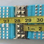 Vintage Silver And Aqua Blue Wide Stretch Studded Belt Photo 8