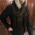 Echo Brown Ribbed Knit Fringe Scarf Photo 14