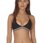 Mikoh  Monterey T-Back Top in Night Black White Elastic Sporty Straps Large Photo 0