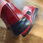 Munro  "Vail" Red Leather Zipper Slip-On Clog Shoes - Women's 10 Photo 3