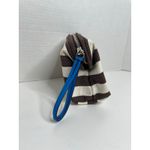 Henri Bendel  Cosmetic Bag Brown White Stripe Blue Strap Photo 1