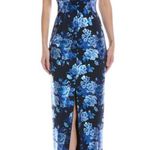 Black Halo Charlene Metallic Floral Evening Gown Halter Column Floor Length 14 Photo 1