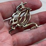 Vintage Marvella two tone gold and silver swan on rhinestone water rare item Photo 7