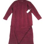 Tuckernuck NWT Hyacinth House Maddox in Maroon Cable Knit Midi Sweater Dress M Photo 6