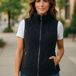 Abercrombie & Fitch Womens Black Fleece Diamond Quilted Vest Size Small Full Zip Photo 1