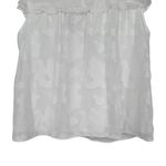 LC Lauren Conrad White Floral Flutter Cap Sleeve Blouse Medium Ruffle Trim Top Photo 6