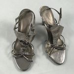 Fioni 7.5  Silver Snakeskin peep toe 3” Heels Photo 0