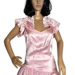 American Vintage Vintage 80's pink drop waist sleevless lace netting overlay bows dress small Photo 9