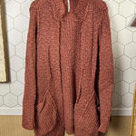 Free People  Rust Textured Knit Open Front Cardigan with Pockets - Size - Small Photo 0