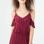 Aeropostale  Solid Ruffled Cold-Shoulder Romper Photo 0