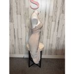 Forever 21  Beige Ruched Halter Maxi Dress • Cutout Front • Bodycon Sexy Evening Photo 4
