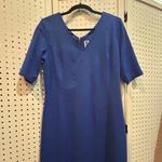 Julian Taylor Julian Taylor Blue Sheath Dress Womens Size 14 V Neck Career Work Photo 1