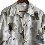 Harvé Benard Harve Bernard Women Top 3X Abstract Floral Linen Cotton Button Up Office Travel Photo 7