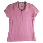 Lilly Pulitzer Small Polo Shirt Pink Green Short Sleeve Half Button Down 600 Photo 0
