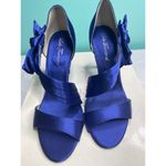Lulu Townsend Elegant‎ Navy Blue Satin Bow Heels Photo 1