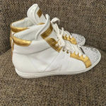 Alessandro‎ Dell'acqua Embelished High Top Sneakers in White & Gold EU 38 Size 7 Photo 1