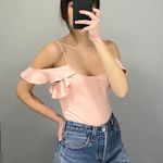 LPA / Revolve Cold Shoulder Ruffle Bodysuit 182 in Peony Photo 0
