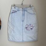 VINTAGE 80’s Floral Print Denim Pencil Skirt, Size 7 Pink Photo 0