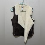 French Connection  Faux Shearling Vest Brown Sherpa Lined Size Medium Photo 1