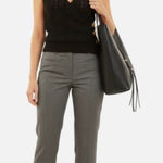 Black eyelet crossover top, ladies large stretchy V Photo 0