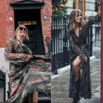 Ba&sh Hendrix Floral Metallic Plissé Knit Long Sleeve Maxi Dress Size 0 XS Black Photo 1