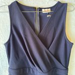 Alythea ModCloth Navy Blue Faux Wrap Dress Side Pleats Surplice V Neck Bodycon Photo 3