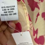 Source Unknown Cream and Fuschia/Magenta Butterfly Scarf with Tassels- OS (approx- 72” by 42”) Photo 12