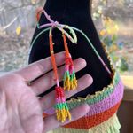 J. Marie Emery Adjustable Beaded Tie Strap Colorful Striped Midi Dress Size M Size M Photo 5