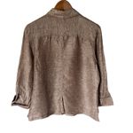 Coldwater Creek Shirt Silk Linen Blend Size L Brown ButtonUp Collared Textured Photo 1