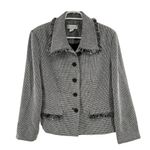 cj banks  X 14W black white houndstooth button front jacket fringe eyelash office Photo 0