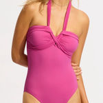 Seafolly NEW  Collective‎ Hot Pink Halter Bandeau One Piece Swimsuit Size 10 Photo 0