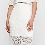 EXPRESS White Off The Shoulder Crochet Lace Midi Pencil Dress XS NEW Photo 0