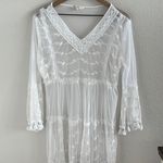 Coconut Bay White Mesh and Lace Boho Swim Beach Cover Up Dress Tunic Medium Photo 0