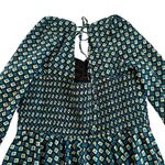 Band of the Free Genevieve Teal Diamond Long Sleeve Boho Mini Dress Size Large Green Photo 8