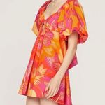 Farm Rio ombré summer garden Vibrant Orange and Pink Floral Dress NEW Photo 4