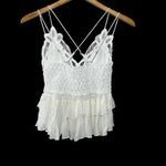Free People NWT Adella Lace Peplum Cami White Boho Festival Bridal Top Small Photo 3