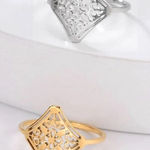 None NEW Women’s 18k Gold-Plated Hollow Lattice Ring Size 8 Photo 0