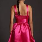 Anthropologie Maeve Bow Tie Satin Mini Dress in Hot Pink Photo 2