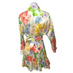 ZARA  Multicolor Floral Long Sleeve Button Up Tie Waist Ruffle Mini Shirt Dress M Photo 1