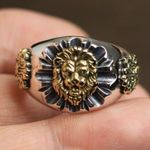 925 Silver Plated Lion Head Ring for Men Women,Punk Hip Hop Ring Photo 0