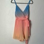 Lulu's Blue and Pink Pleated Ombré Romper size M Orange Size M Photo 2