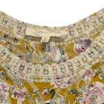 Solitaire Floral Embroidered Tunic Top Boho Mustard Yellow Blouse Size Small Photo 3