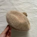 Vintage tan wool beret Cute pom Pom Pink Photo 1