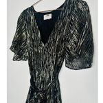 Ba&sh  Black Gold Metallic V-Neckline Nixon Short Sleeve Maxi Dress Size US 6 Photo 7