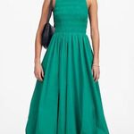 Madewell Green The Melody Bubble-Hem Smocked Midi Dress in Poplin Size XXS Photo 0