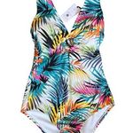 Shade & Shore New Women's Plunge Ring Detail One Piece Swimsuit Tropical Medium Photo 0