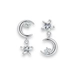 Asymmetry Moon Star Dangle Drop Earrings for Women Silver Photo 0