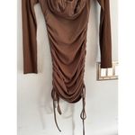 Princess Polly  Brown Neive Long Sleeve Ribbed Ruched Mini Dress Size 6 Photo 5